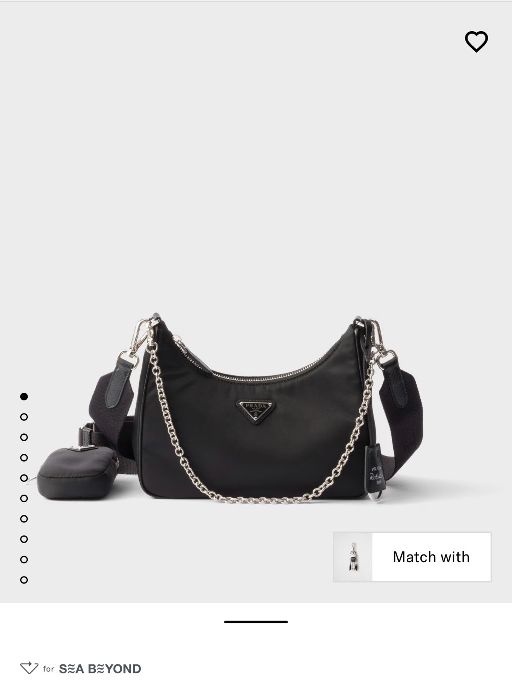 Prada Black Nylon Shoulder Bag With Silver Chain